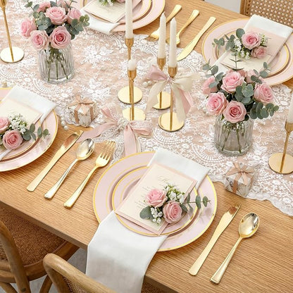 175PCS Pink plastic Plates - Image 2