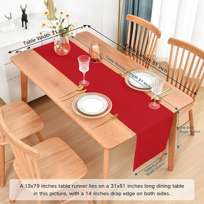 Faux Linen Table Runner Water Resistant 13 x 60 in, Coffee Table Runner - Image 2