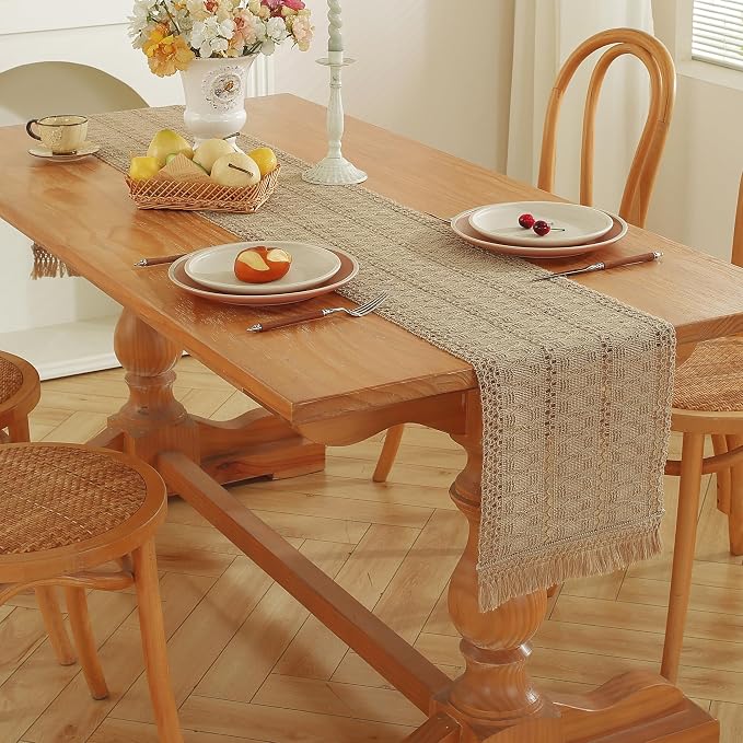 Burlap Boho Table Runner for Home Decor - Image 3