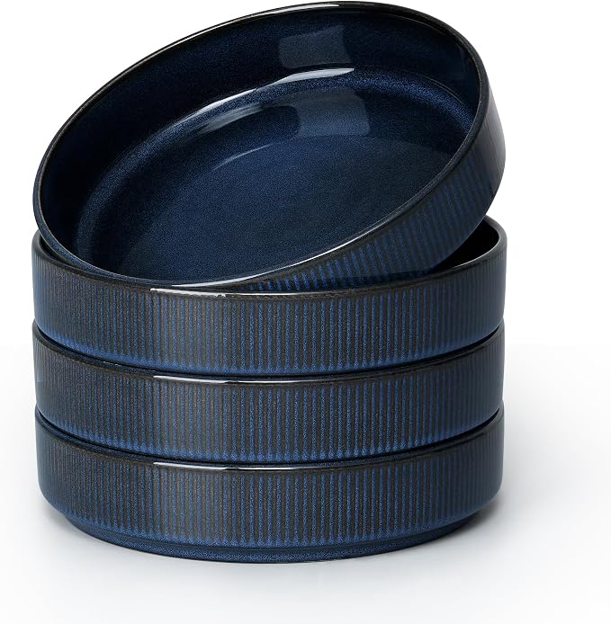 E-far Pasta Bowls Set of 4, 35oz Large Salad Bowl Plate by E-far