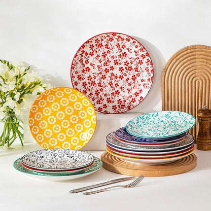 vancasso 8.25" Vintage Ceramic Salad Plates Set of 6, Muted | Microwave - Image 9