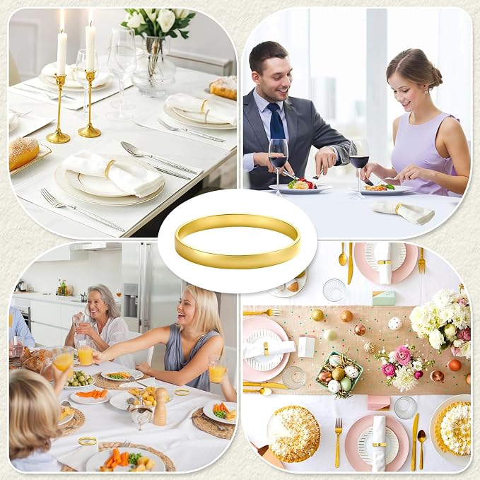 Gold Napkin Rings Bulk 100 Pack, Metal Napkin Rings - Image 7