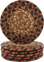 Homespice Gingerbread Jute Woven Rope Coasters 4", Warm Country Decor, Set of 6, Brown - Durable, Absorbs Moisture, Easy to Clean and Protects Furniture