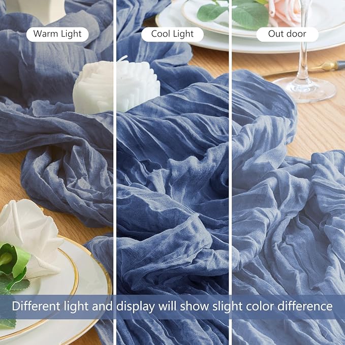 Cheesecloth Table Runner Blue 10FT Boho Gauze Runner, 6 Pack | 120 Inch Cheese - Image 8