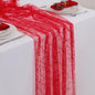Snowkingdom 6 Pcs Red Glitter Table Runner 10 FT, Sheer Chiffon Sparkle Gauze by Snowkingdom
