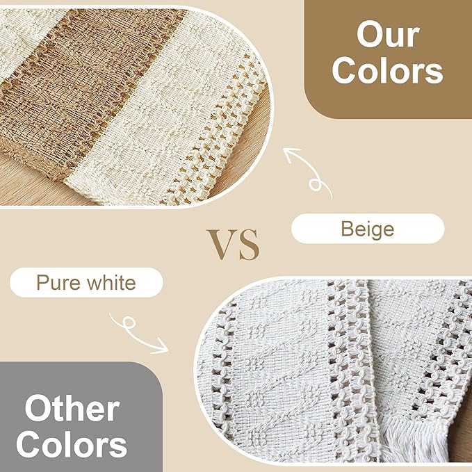 Boho Placemats Set of 6, Macrame Table Mats Farmhouse Dining Decor | 12x20" - Image 4