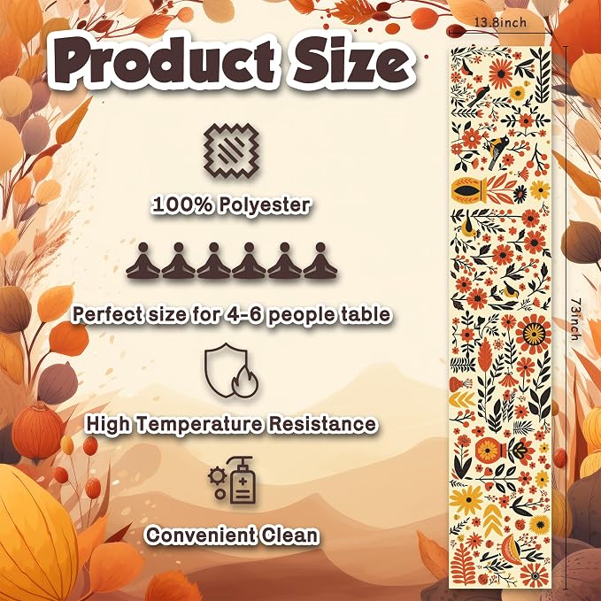 Fall Decor - Floral Table Runner | Autumn Decorations - Image 3