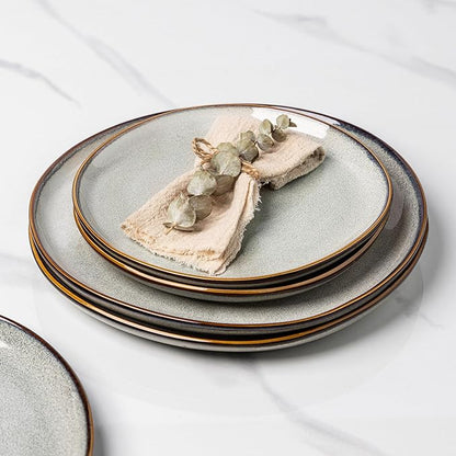 AmorArc Ceramic Plates Set of 6, 8.5 Inch Handmade Reactive Glaze Stoneware Plates set for Dessert, Salad, Appetizer,Dinner, Microwave & Dishwasher Safe, Scratch Resistant