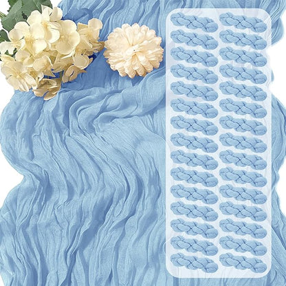 30 Pack Baby Blue Cheesecloth Table Runner 17 x 108 inch Cheese Cloth Table by Yorcari