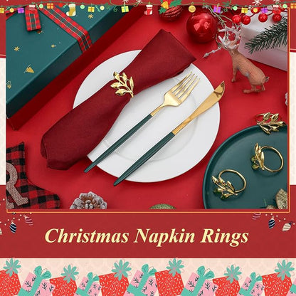 WILLBOND Leaf Napkin Rings Holders Fall Party Napkin Rings - Image 2