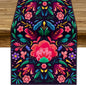 YCness Mexican Fiesta Table Runner Colorful Floral Plants Traditional Pattern by YCness