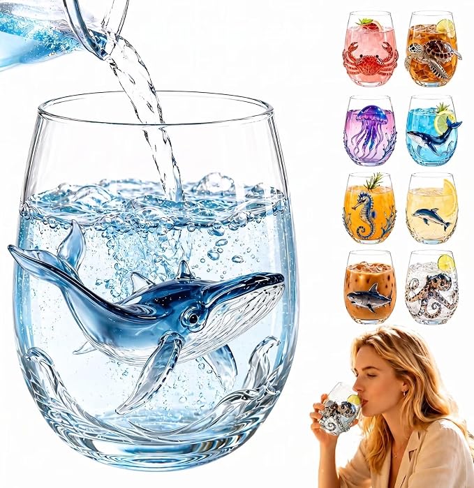Flying Fish 3D Animal Artisan Glassware, Novelty Drinking Tumbler | Handcrafted by Unknown