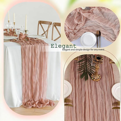 12 Pcs Dusty Pink Cheesecloth Table Runner 10Ft, Gauze Table Runners 21.5 x 120 - Image 3