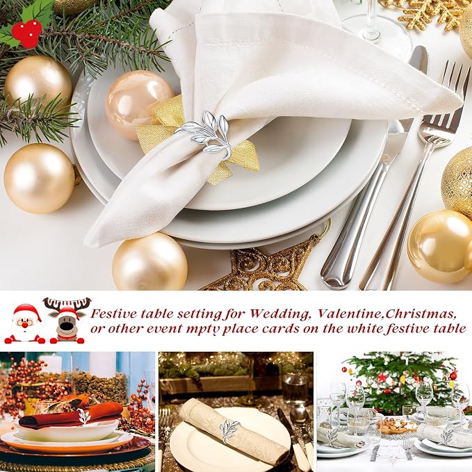 WILLBOND Leaf Napkin Rings Holders Fall Party Napkin Rings - Image 6