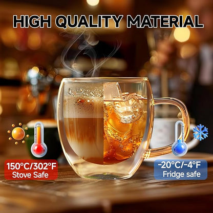 YMMIND Set of 2 Double Walled Glass Coffee Mugs 6 Ounces Insulated Layer Coffee - Image 3
