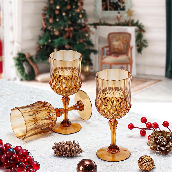 XUWAIDSGN 7oz Plastic Vintage Wine Glasses Drinking Glasses Unbreakable Wedding - Image 4