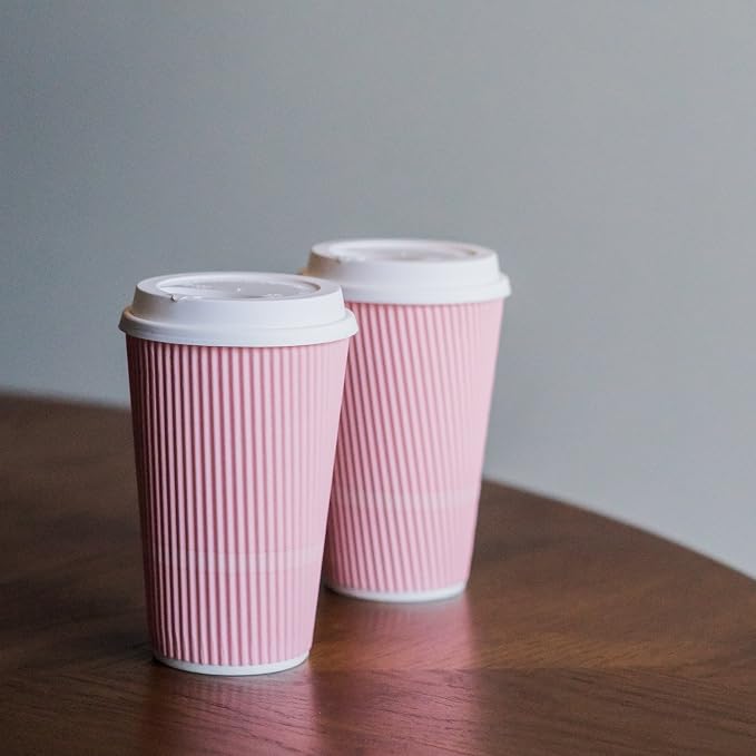 Disposable Coffee Cups With Lids - 16 oz To Go Coffee Cup. Large Travel Cups - Image 5