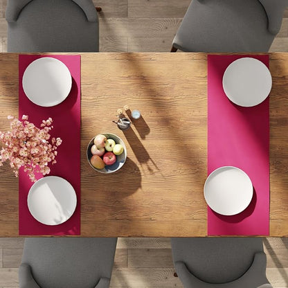 Encasa XO Table Runner, Cotton Canvas Dining Runner 13"x36" | Hot Pink - Image 5