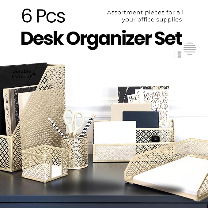 BLU MONACO | Gold Desk Organizer Set - Image 3