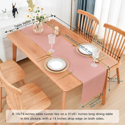 Faux Linen Table Runner Water Resistant 13 x 48 in, Coffee Table Runner - Image 2
