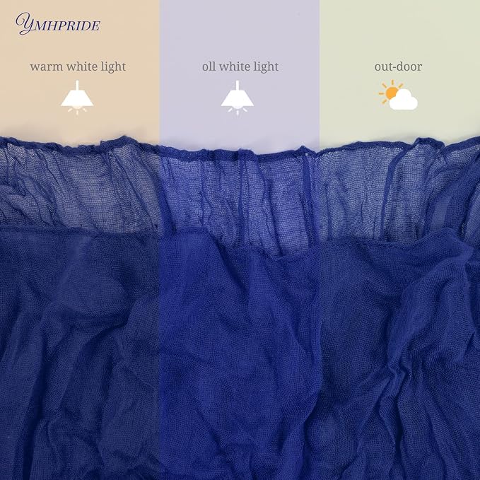 YMHPRIDE 12 Pack Cheesecloth Table Runner 35x120in Royal Blue Table Runner | - Image 5