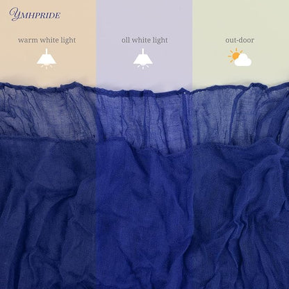 YMHPRIDE 12 Pack Cheesecloth Table Runner 35x120in Royal Blue Table Runner | - Image 5