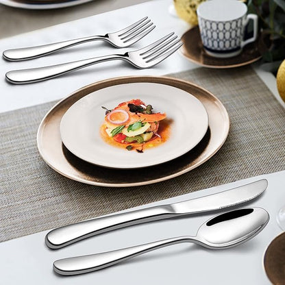 23-Piece Heavy Duty Silverware Set for 4, LIANYU Stainless Steel Flatware Set with Serving Utensils, Thick Cutlery Eating Utensils Include Fork Knife Spoon, Mirror Finished, Dishwasher Safe
