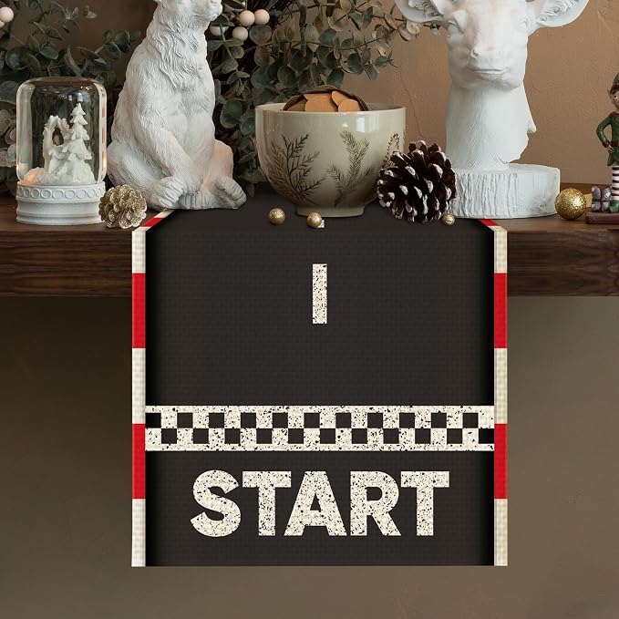 Race Track Table Runner Seasonal Spring Fall Kitchen Dining Linen Table - Image 2