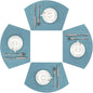 SHACOS Round Table Placemats Set of 4 Small Wedge Placemat Wipe Clean Heat Resistant Woven Vinyl Round Table Mats (4, Gray Blue)