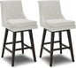 CHITA Bar Height Swivel Barstool with Back Set of 2, FSC Certified Upholstered Bar Stool, 30.7" H Seat Height, Fabric in Ivory