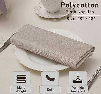 Ruvanti Cloth Napkins Set of 12, 18x18 Reusable Napkins Cloth Washable, Soft & Durable Table Napkin, Poly Cotton Fabric Dinner Napkins for Parties, Christmas, Thanksgiving, Weddings - Thunder