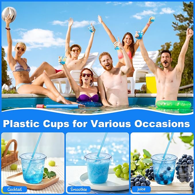 KesaPlan 50 Pack 12 oz Blue Plastic Party Cups - Image 6