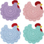 Funny Chicken Coasters Set of 4, Handmade Crochet Farmhouse Style Drink Coasters, Cute Knitted Desk Accessories for Home Decor, Unique Housewarming Gifts (Style A)