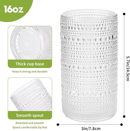 16oz Clear Hobnail Drinking Glasses - Image 5