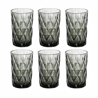 Bandesun Drinking Glass set of 6 Diamond Pattern Kitchen Glassware Tumbler（12 by Bandesun