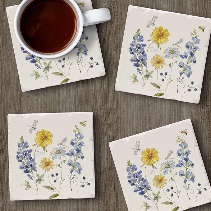 Thirstystone Lovely Blues 4 Pack Tumbled Tile Stone Coasters | 4" Square - Image 3