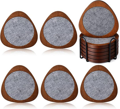 6 Pcs Mid Century Modern Coasters Wood Absorbent Coaster by Newtay