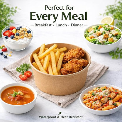 TOPtoper 80 Pcs 30 Oz【WITHOUT LIDS】 Large Paper Bowls Disposable Soup Bowls - Image 5
