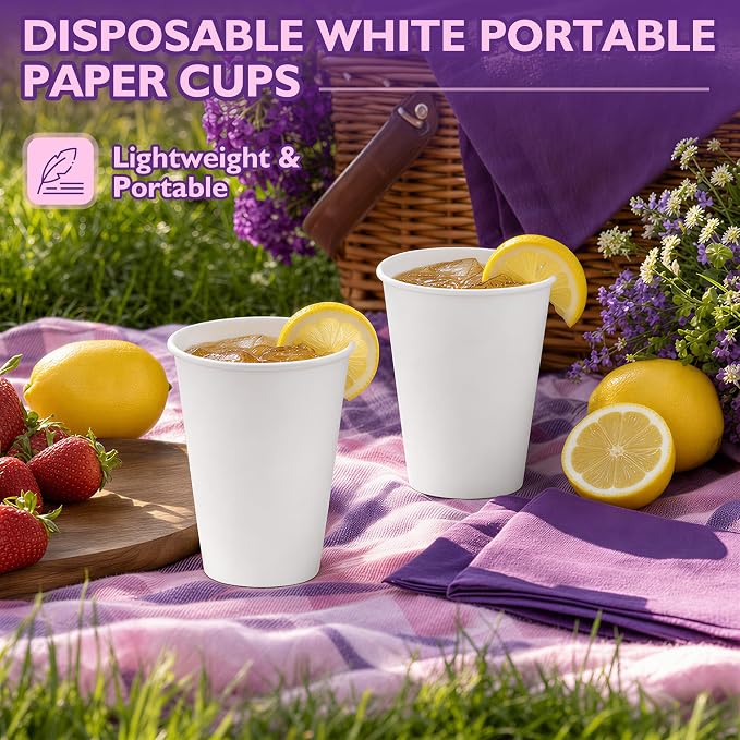 8 oz White Paper Coffee Cups, Disposable Hot Cups - Image 8