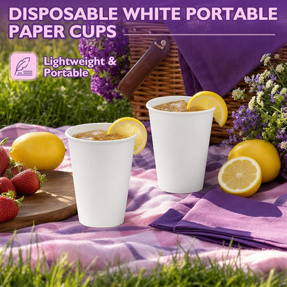 8 oz White Paper Coffee Cups, Disposable Hot Cups - Image 8
