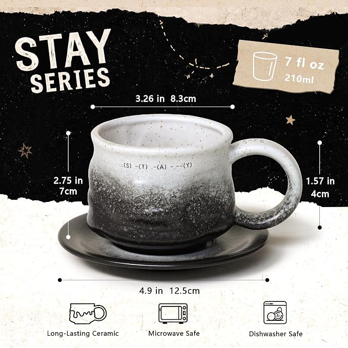 Jottings Ceramic Coffee Mug, Novelty Cappuccino Cup 7 oz, Stay | Funny Mug and - Image 4