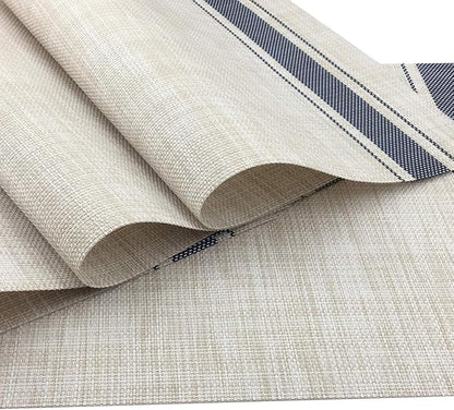 Gugrida Luxury Blue Placemats Set of 6 Crossweave Woven Vinyl Placemat for Dining Table Kitchen Table Mats