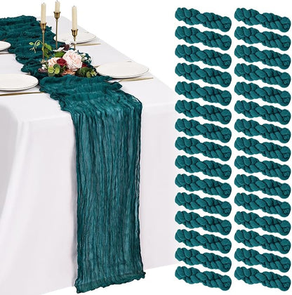 30 Pack Cheesecloth Table Runner 10FT Teal Table Runner Boho Gauze Cheese Cloth by Showgeous