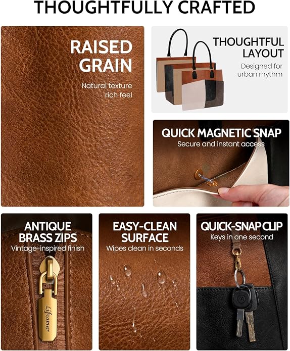 Laptop Tote Bag for Women, Leather Work Tote - Image 7