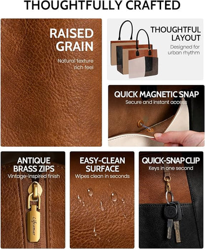 Laptop Tote Bag for Women, Leather Work Tote - Image 7