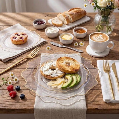 350Pcs Clear and Gold Plastic Plates - Image 5