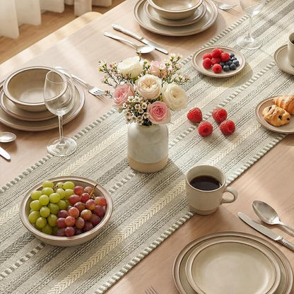 Artoid Mode Dark Grey Farmhouse Stripe Braided Table Runner 12x36 Inch | - Image 4