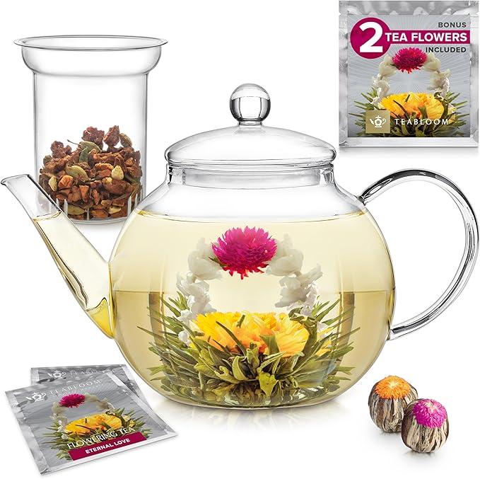 Teabloom Stovetop & Microwave Safe Glass Teapot by Teabloom