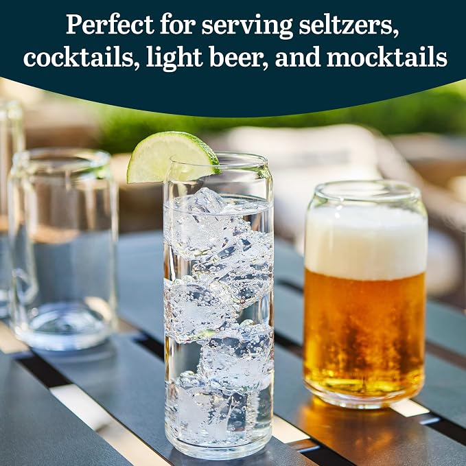 Libbey Classic Slim Beer Can Glasses, 12.5 oz Tall Drinking Glasses Set of 6 - Image 4