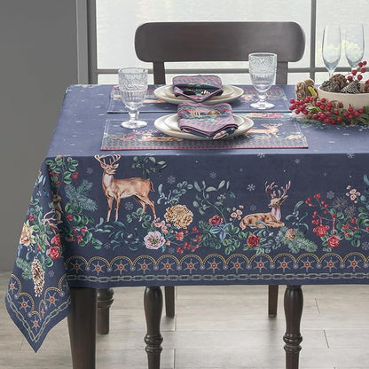 Maison d' Hermine Table Cloth Square Table 100% Cotton 54 x 54 Inches Fall Tablecloth Reusable Everyday Use for Thanksgiving Christmas Decorations Dining Farmhouse Party (Christmas Joy)